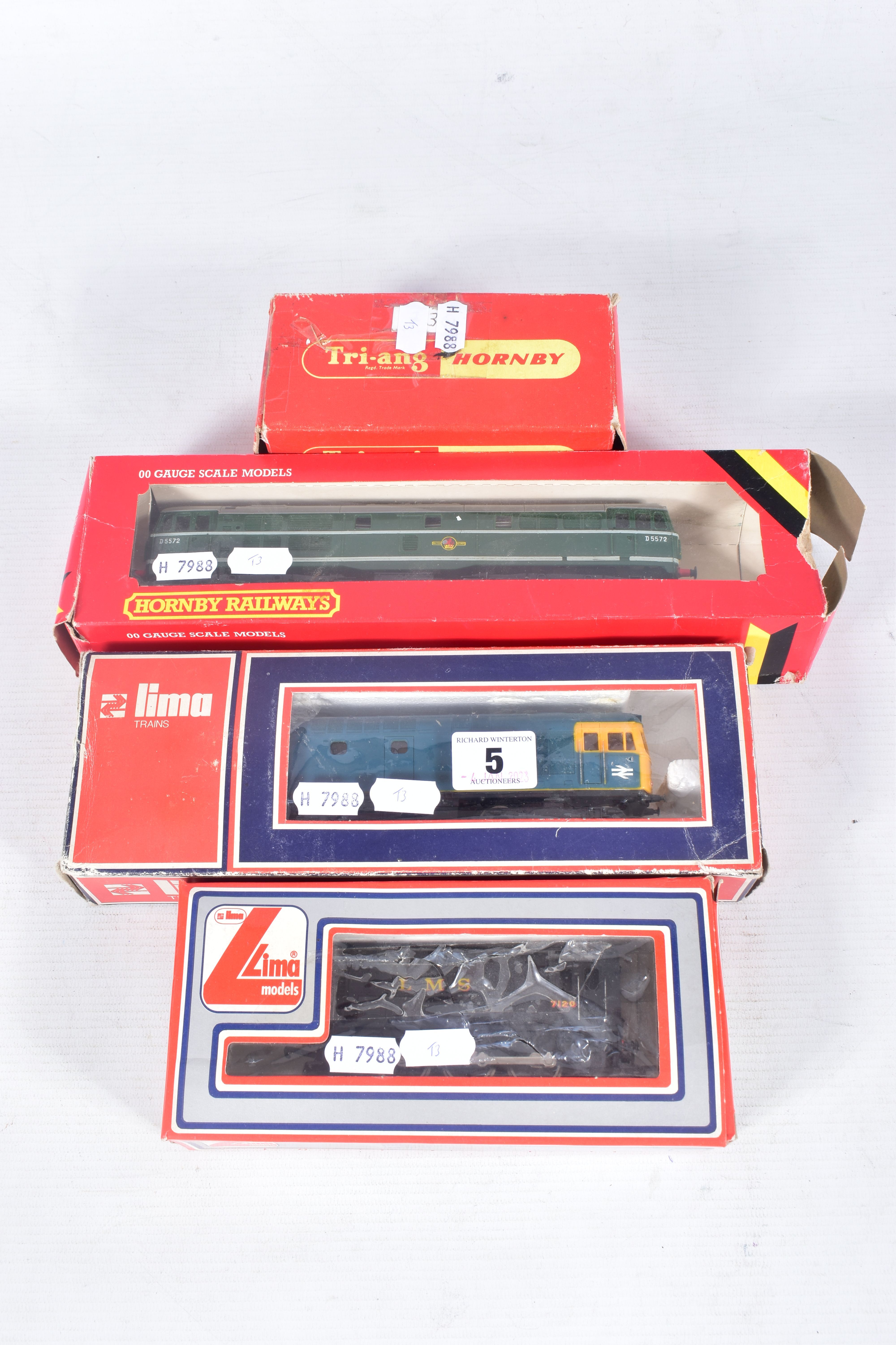 FOUR BOXED OO GAUGE DIESEL LOCOMOTIVES, boxed Tri-ang Hornby Dock Shunter, No.3, red livery (