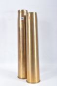 TWO LARGE WWII ERA SHELL CASES, one is dated 1941 and the other 1945, both are plain, with no