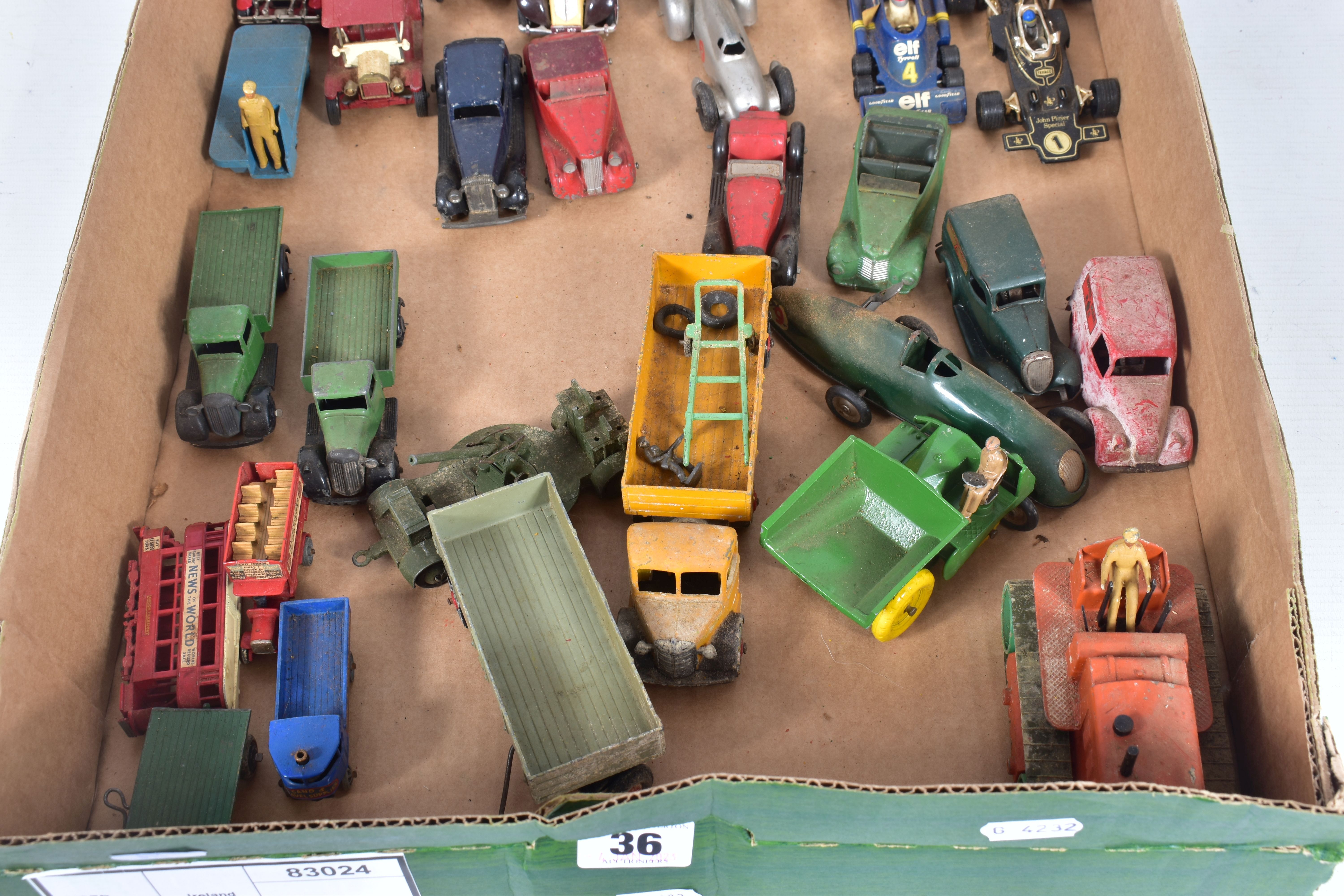 A QUANTITY OF UNBOXED AND ASSORTED PLAYWORN DIECAST, TINPLATE AND PLASTIC VEHICLES, to include pre- - Image 4 of 4