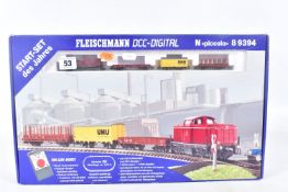 A BOXED FLEISCHMANN N GAUGE STARTER SET, No.89394, DCC ready, appears largely complete with D.B.
