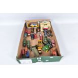 A QUANTITY OF UNBOXED AND ASSORTED PLAYWORN DIECAST, TINPLATE AND PLASTIC VEHICLES, to include pre-