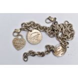 TWO 'RETURN TO TIFFANY & CO' BRACELETS AND A CHARM, the first a rolo link chain fitted with a