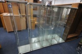 NINE TALL WHITE SHOP DISPLAY CABINETS, width 43cm x depth 37cm x height 164cm (condition:-all in