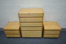A MOSER LIGHT OAK CHEST OF FOUR DRAWERS, over another single deep drawer, width 67cm x depth 44cm