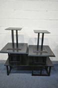 FIVE VARIOUS EBONISED FINISH OCCASIONAL TABLES, to include a rectangular coffee table, length