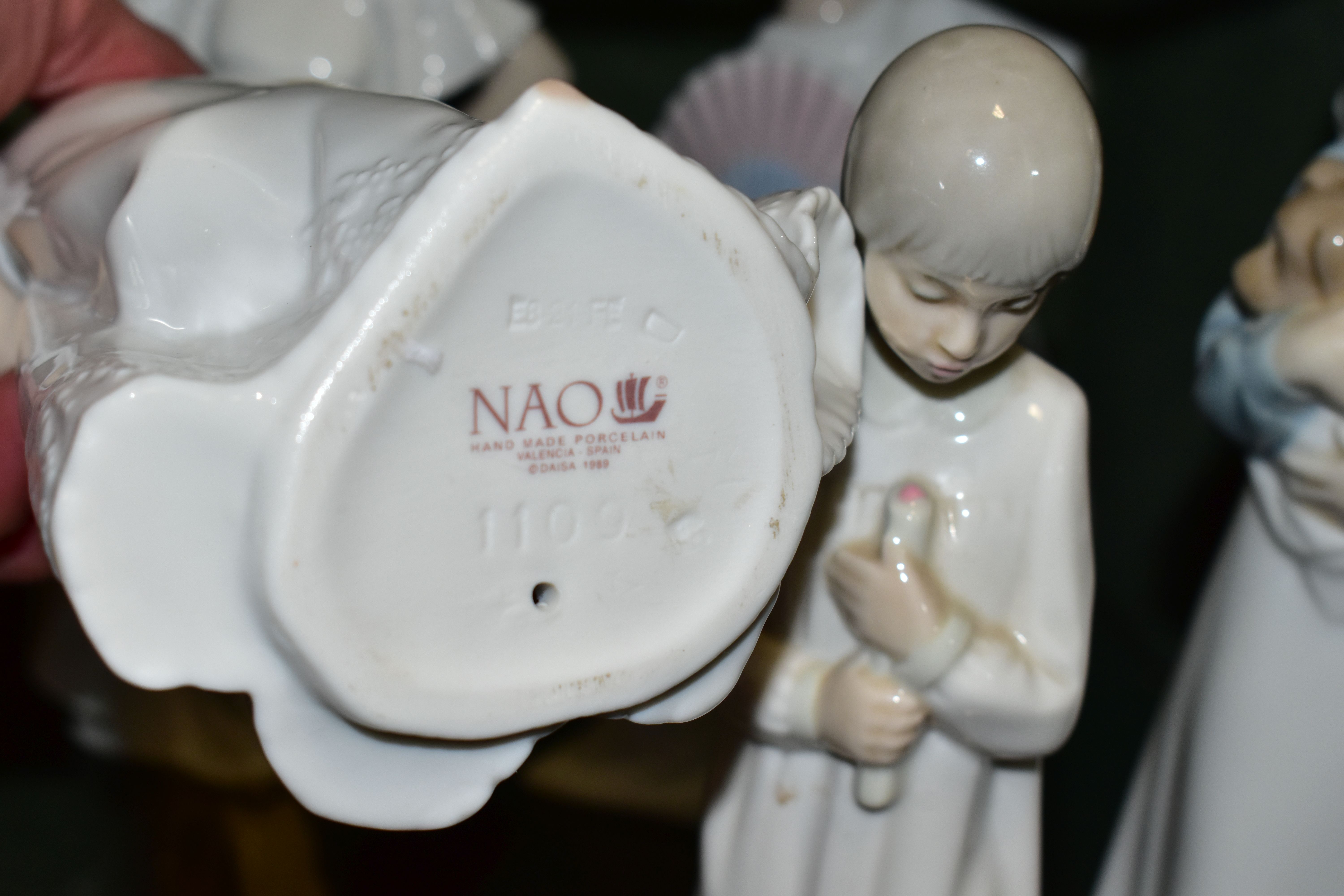 FIVE NAO FIGURES of girls, including a girl with a puppy, a girl with a fan, and a girl dancing, - Image 2 of 4