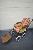 AN ALLWIN FOLDABLE WHEELCHAIR, with striped fabric