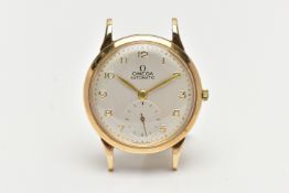 A 9CT GOLD 'OMEGA' WATCH HEAD, automatic movement, round silver dial signed 'Omega Automatic',