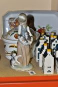 A GROUP OF CERAMICS, to include a Lladro figure 'Cats Following Her' 1309 (1974 by Juan Huerta), a