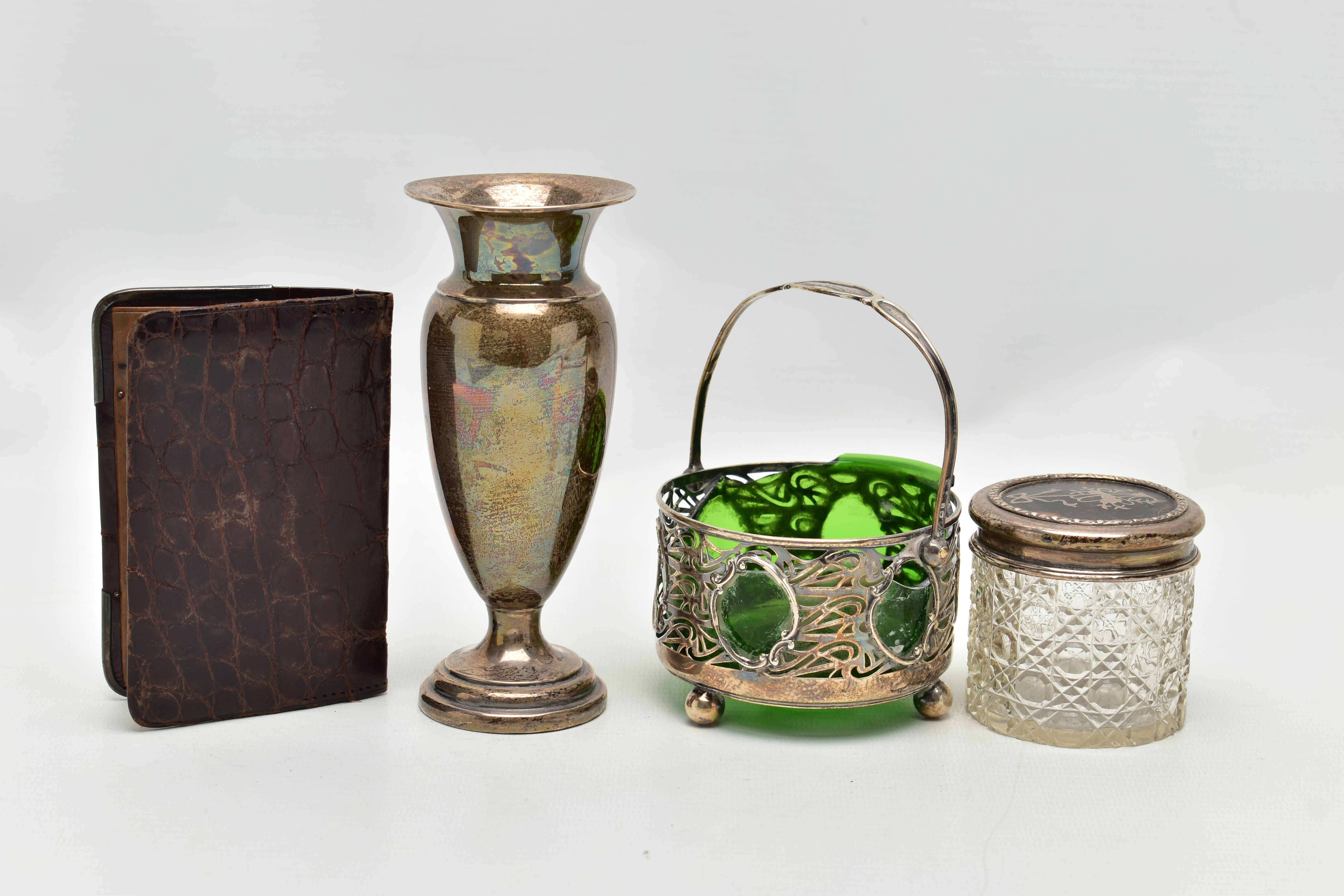 AN ASSORTMENT OF SILVER ITEMS, to include a silver weighted base vase, hallmarked 'Deykin & - Image 3 of 3