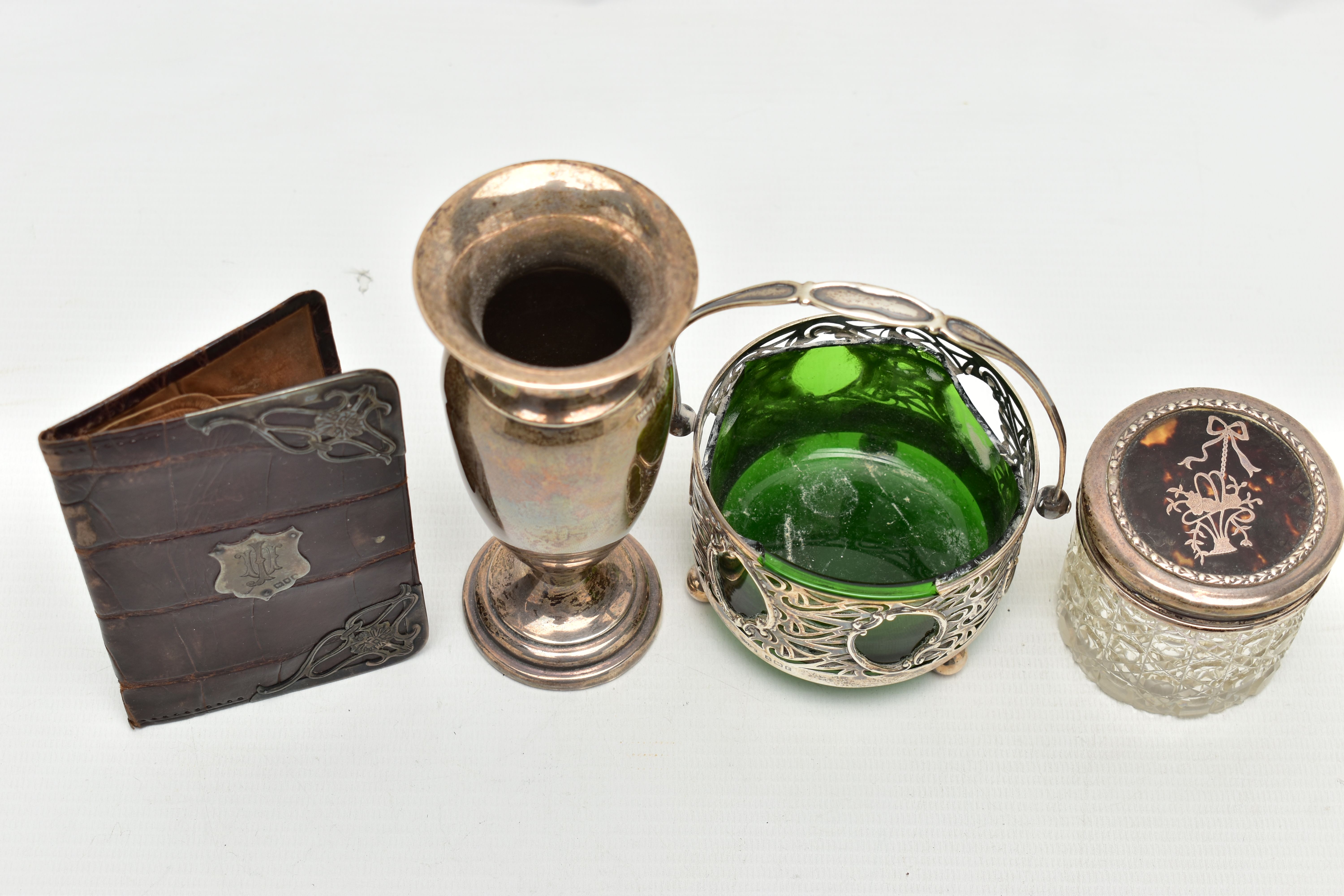 AN ASSORTMENT OF SILVER ITEMS, to include a silver weighted base vase, hallmarked 'Deykin & - Image 2 of 3