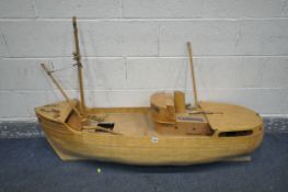 A MATCHSTICK BOAT, length 137cm (condition:-distressed, and some losses)