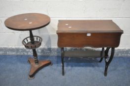 A VICTORIAN ROSEWOOD CIRCULAR OCCASIONAL TABLE, on a turned support and spindled central shelf,