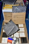 TWO BOXES OF NEGATIVES, SLIDES AND PHOTOS OF AERIAL VIEWS OF TELFORD, SHREWSBURY AND OSWESTRY, AND