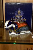 A BOXED ROYAL CROWN DERBY 'MOONLIGHT BADGER' PAPERWEIGHT, an exclusive for the Royal Crown Derby