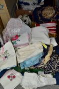 TWO BOXES OF VINTAGE LADIES HEAD SCARVES AND LINGERIE ETC, comprising of silk and man-made fibres,