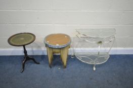 AN ART DECO STYLE CIRCULAR OCCASIONAL TABLE (condition:-later finish to the top) a wrought iron demi