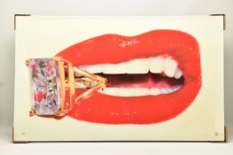 RORY HANCOCK (WELSH 1987) 'ROCK CANDY', a signed limited edition box canvas print of a mouth and a