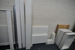 TWO WHITE IKEA FINISH SINGLE BEDSTEADS, with three drawers (no bed bolts) along with a metal 5ft