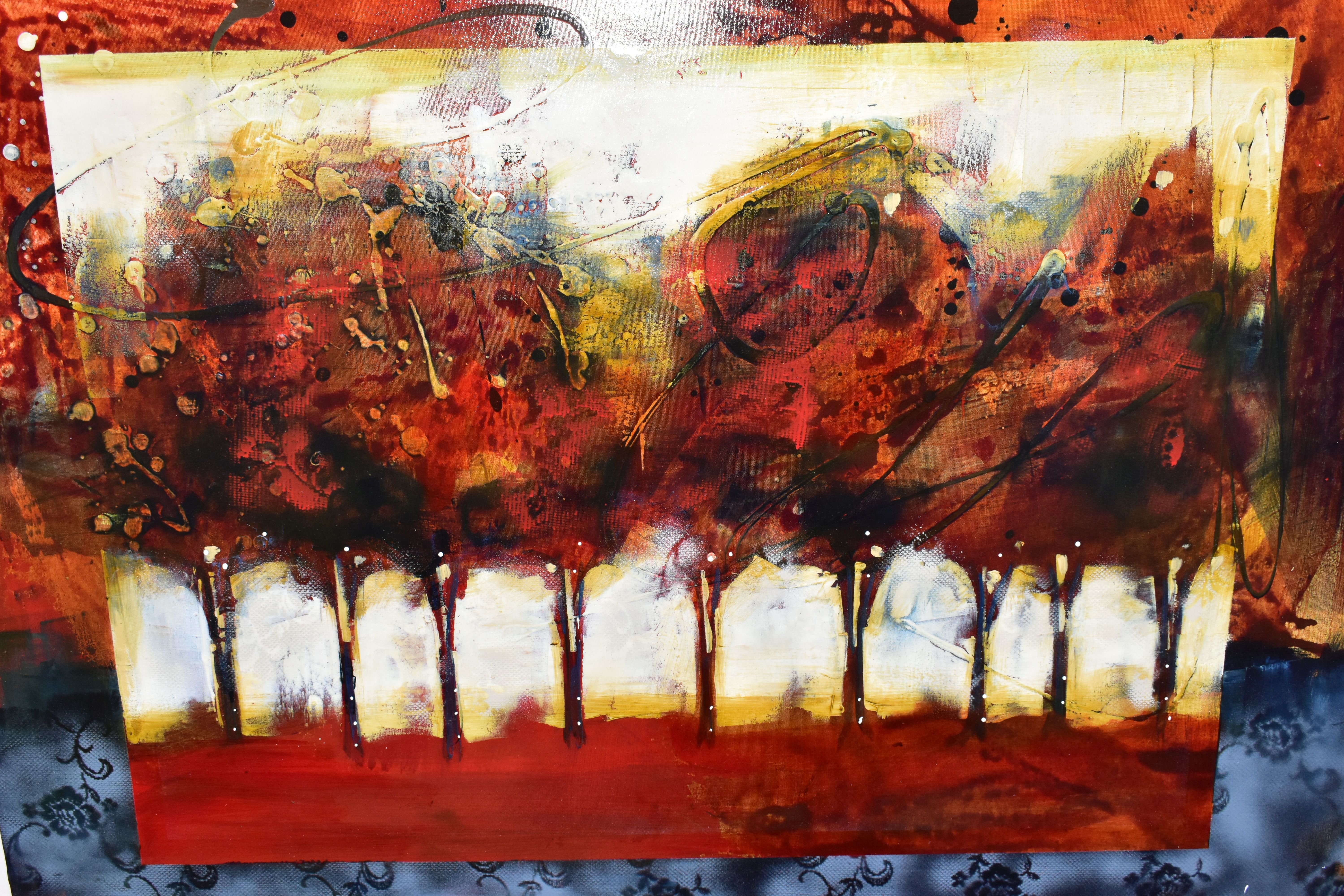 HEATHER HAYNES (CANADA CONTEMPORARY) 'NINE TREES', a contemporary landscape featuring stylised - Image 2 of 8