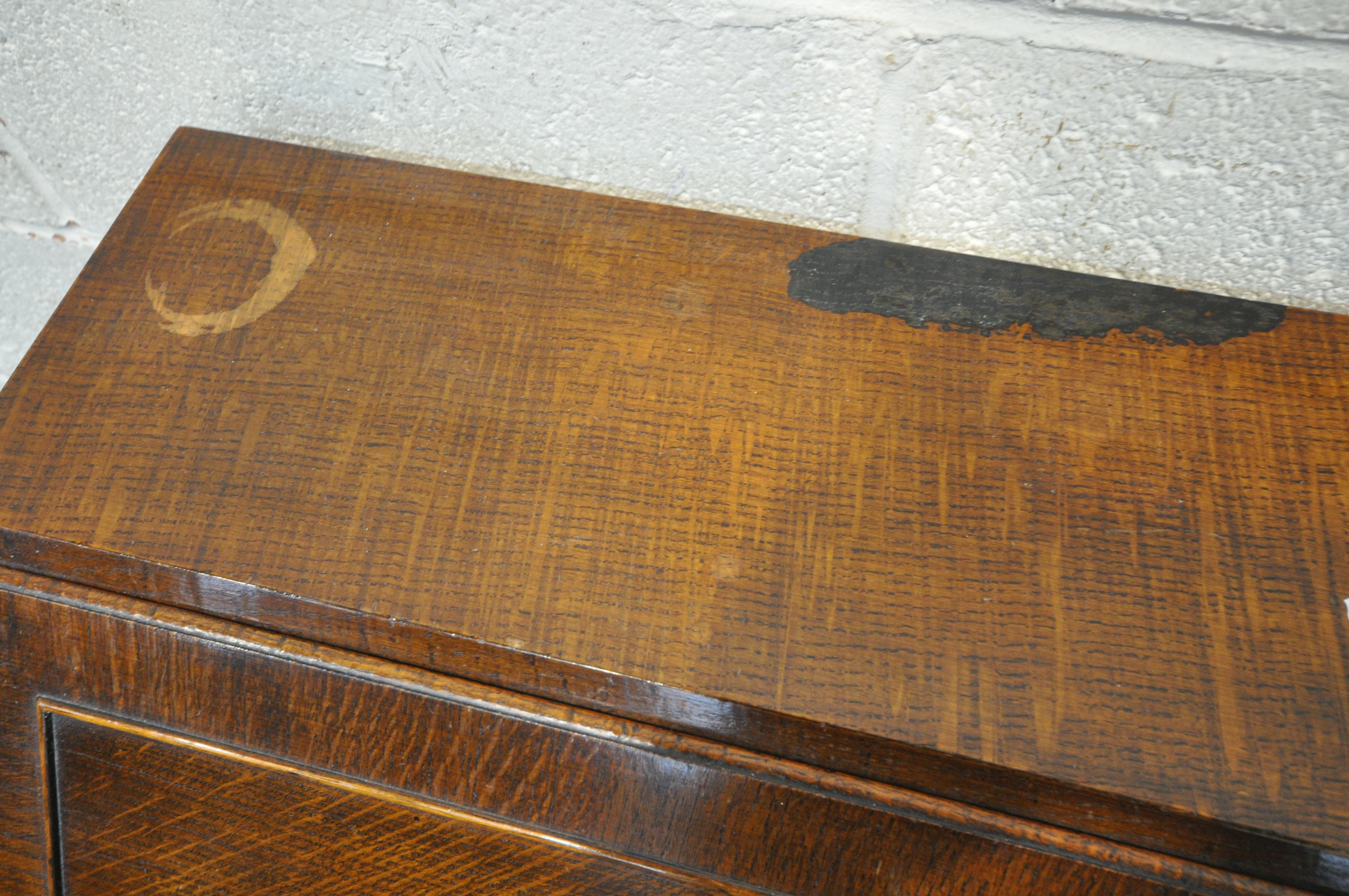 AN EARLY 20TH CENTURY OAK BUREAU, with two drawers, width 76cm x depth 43cm x height 100cm ( - Image 3 of 3