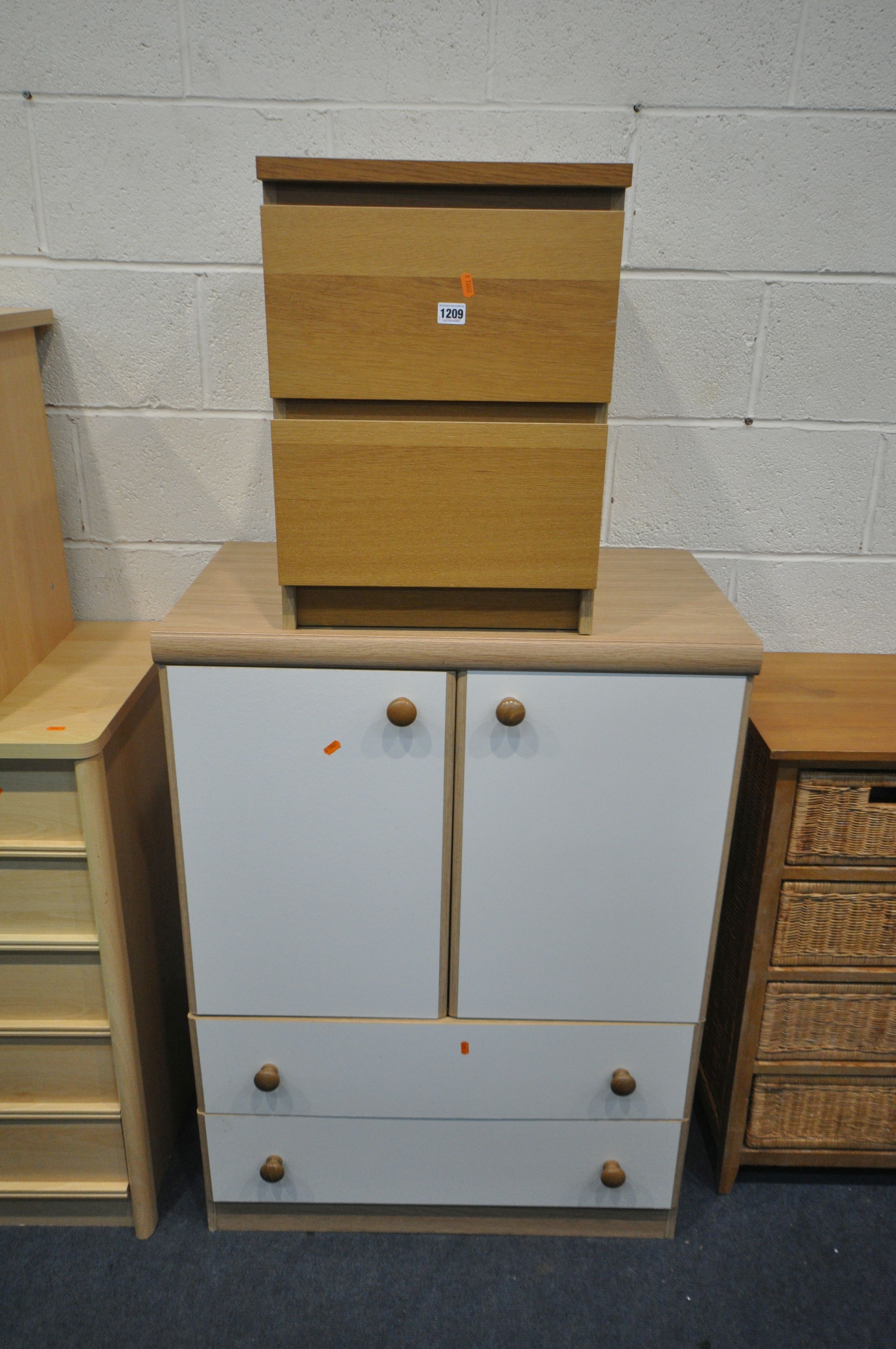 A SELECTION OF VARIOUS CHEST OF DRAWERS, to include a beech effect chest of five long drawers, and - Image 3 of 5