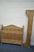 A 19TH CENTURY FAUX BAMBOO 4FT BEDSTEAD, with side rails (condition:-missing cross to centre of