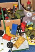 A QUANTITY OF UNBOXED AND ASSORTED MECCANO, to include a quantity of Army and Highway Multikit
