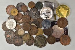 A PLASTIC BAG OF MIXED COINAGE