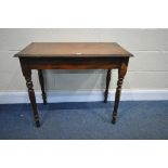 A VICTORIAN MAHOGANY SIDE TABLE, length 84cm x depth 45cm x height 71cm (condition:-distressed