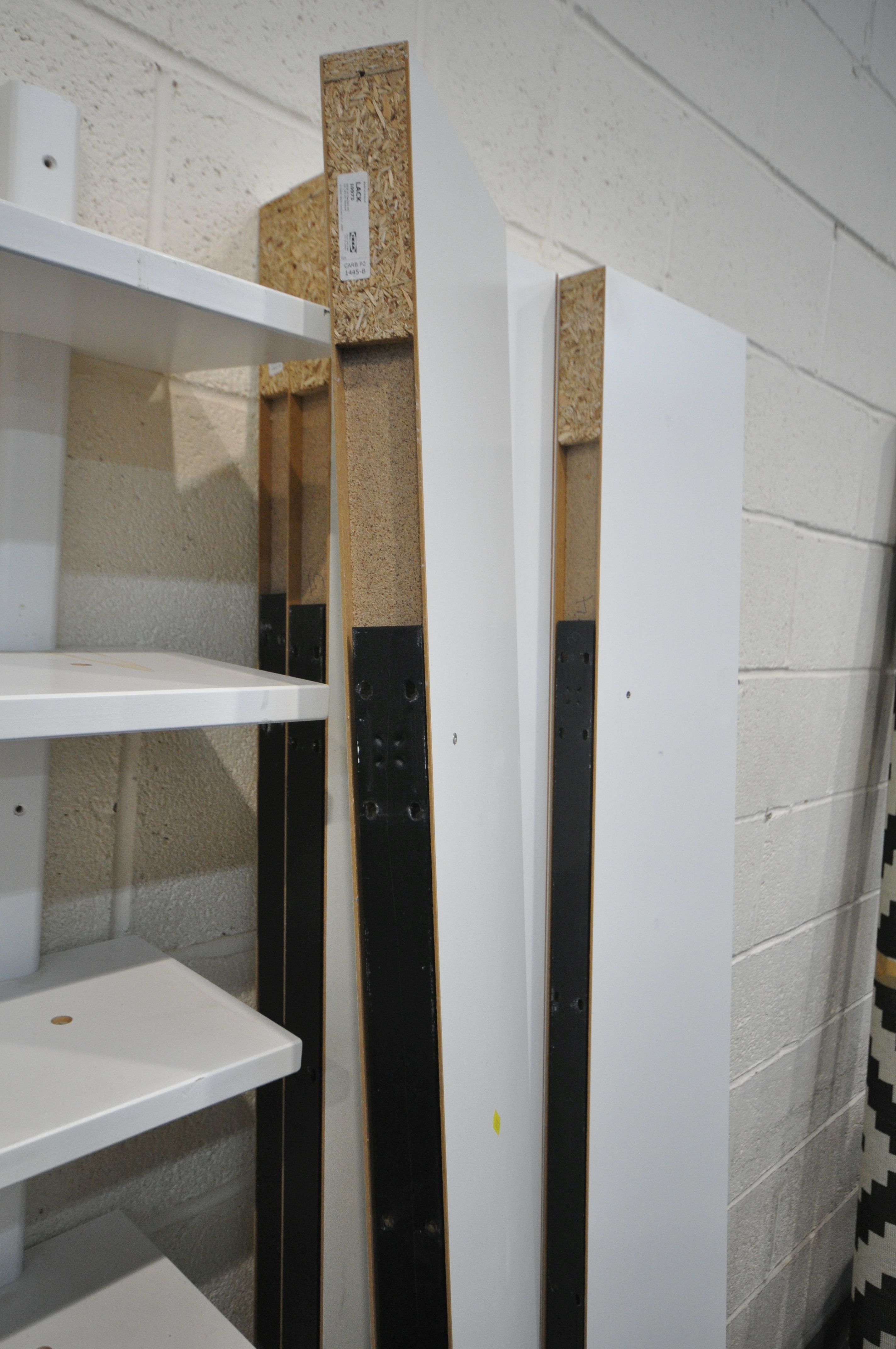 SIX IKEA WHITE FINISH FLOATING WALL SHELVES, length 190cm (condition:-one shelf damaged) and a six - Image 3 of 3