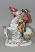 A CAPODIMONTE FIGURE OF NAPOLEON ON HORSEBACK, the figure seated on a rearing white horse on a