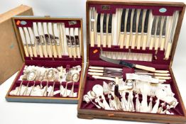 TWO CANTEENS OF CUTLERY, to include a complete six person table setting of 'Viners' EPNS cutlery,