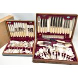 TWO CANTEENS OF CUTLERY, to include a complete six person table setting of 'Viners' EPNS cutlery,