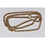 A YELLOW METAL BELCHER CHAIN, approximate length 500mm, fitted with a spring clasp, stamped 9ct,