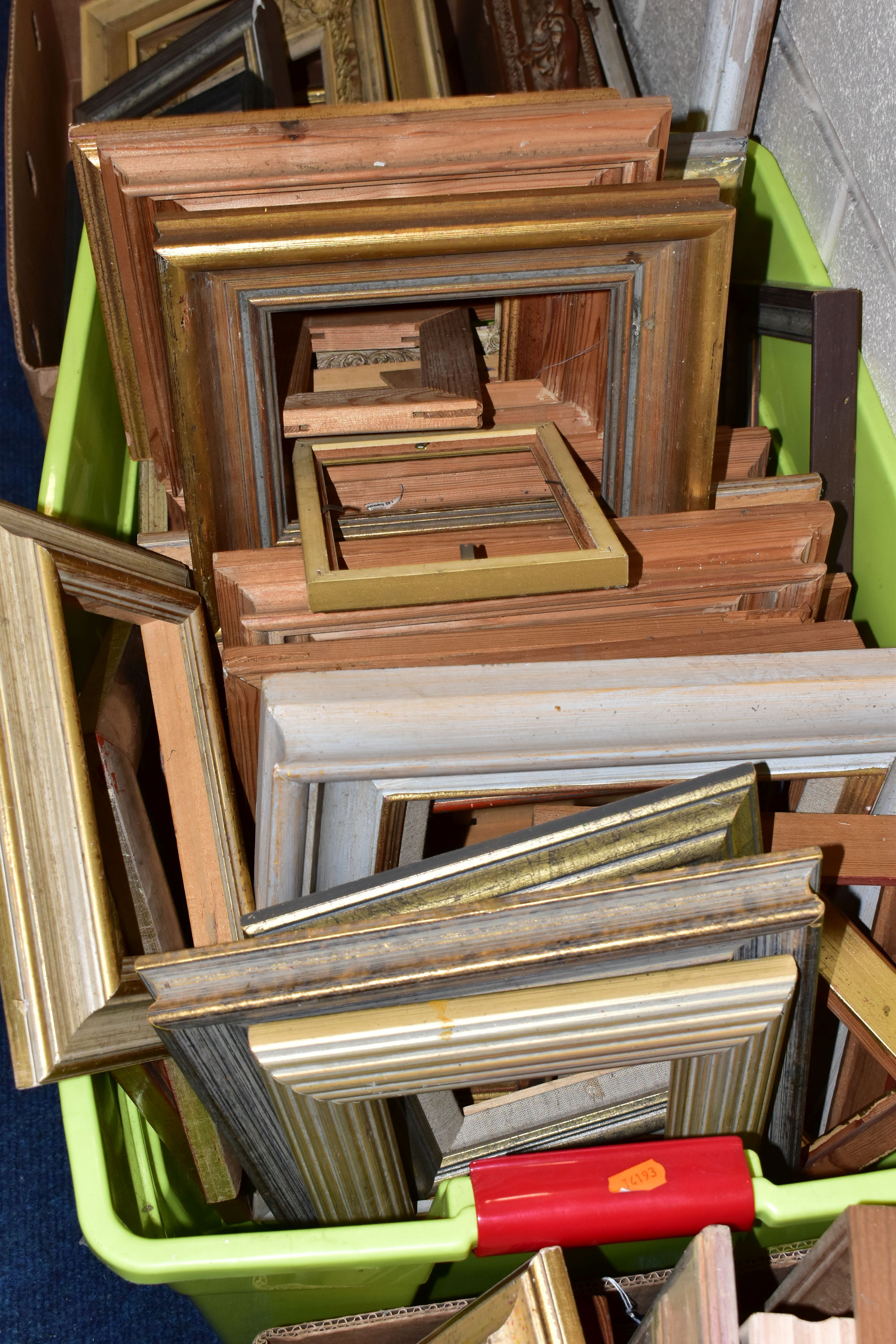 A QUANTITY OF WOODEN PICTURE FRAMES, assorted shapes and sizes, together with a small number of - Image 7 of 8