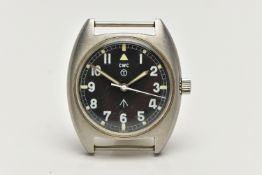 A MILITARY 'CABOT WATCH COMPANY' WATCH HEAD, hand wound movement, round black dial, Arabic