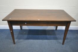 AN OAK REFECTORY TABLE, with a single drawer, length 152cm x depth 79cm x height 74cm (condition -