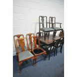 A LATE 20TH CENTURY FLAME MAHOGANY DRAW LEAF TABLE, on Queen Anne legs, with a single additional