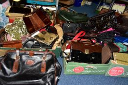SIX BOXES OF ASSORTED LADIES VINTAGE HANDBAGS, to include six new and unused leather laptop bags and