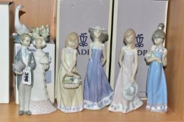 SIX LLADRO FIGURES, comprising a boxed Spring Token no 5604, sculptor Vicente Martinez, issued