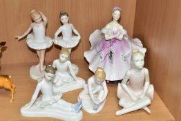 A GROUP OF ROYAL DOULTON AND ROYAL WORCESTER BALLERINA FIGURINES, comprising Royal Doulton: The