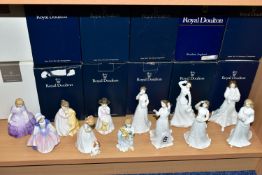 TWELVE BOXED ROYAL DOULTON FIGURINES, comprising 'Rose' HN 2123, height 12cm, 'Daddy's Girl' HN 3435