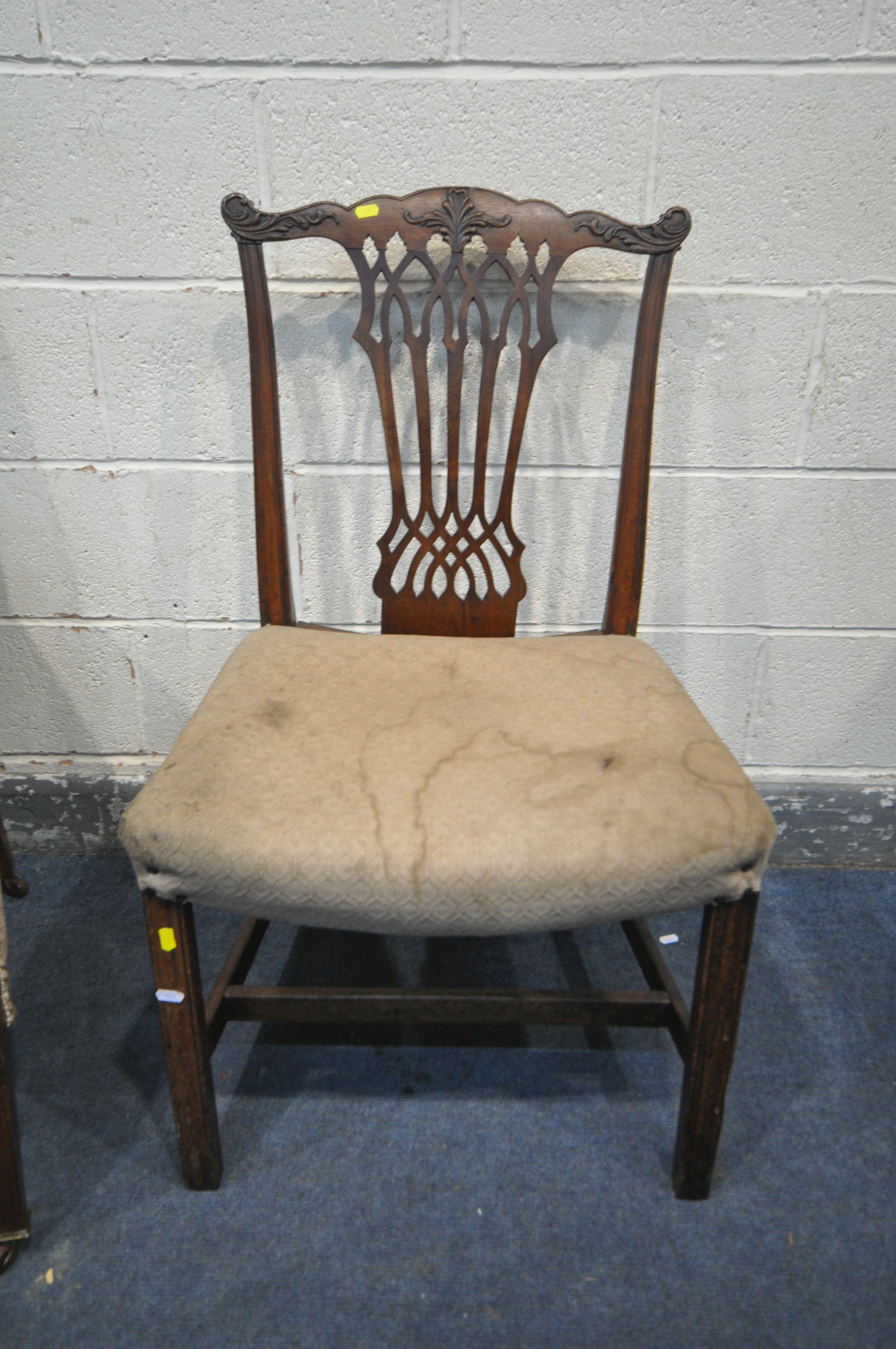 AN EDWARDIAN MAHOGANY AND INLAID ARMCHAIR, with a shaped frame, width 65cm x depth 70cm x height - Image 3 of 4