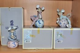 THREE BOXED LLADRO FIGURINES, comprising 05881 'Mischievous Mouse' sculptor Francisco Polope 1992-