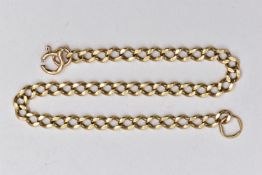 A YELLOW METAL CURB BRACELET, a graduating curb bracelet, fitted with an AF spring clasp,