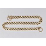 A YELLOW METAL CURB BRACELET, a graduating curb bracelet, fitted with an AF spring clasp,