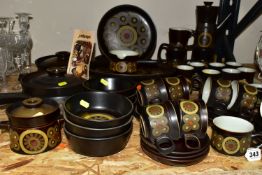 A 1970'S COLLECTION OF DENBY ARABESQUE OVEN-TO-TABLEWARE, comprising two round casserole/saucepan
