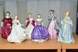 SIX ROYAL WORCESTER AND ROYAL DOULTON FIGURINES, comprising Royal Worcester: Sweet Anne 3630, height