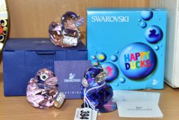 THREE SWAROVSKI 'HAPPY DUCKS' FIGURES, to include a boxed limited edition 'Duck J' no 1049592, in
